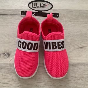 Hot Pink Good Vibes sneakers. Toddler 8 run large.